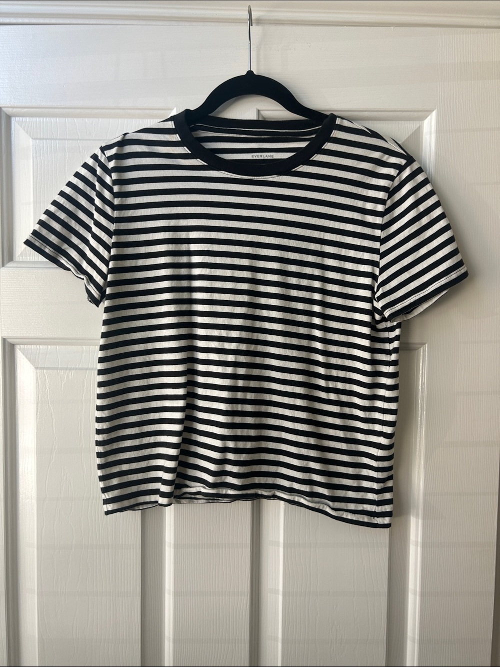 Everlane Black & White Striped Short Sleeve Tee